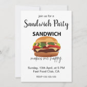 Invitation Un sandwich me rend heureux, fête (Devant)