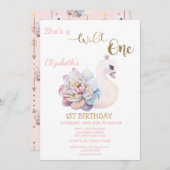 Invitation Un sauvage, Flèches, Swan Fleur Premier Anniversai (Devant / Derrière)