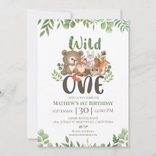 Invitation Un Sauvage Un Anniversaire Bois Animaux Végétation