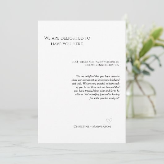 Invitation Un script moderne mariage accueille et un itinérai (Debout devant)