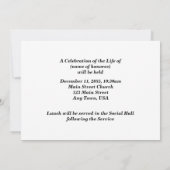 Invitation Un service commémoratif bien vécu, Fleurs sauvages (Dos)