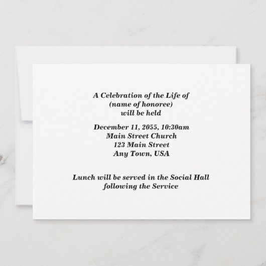 Invitation Un service commémoratif bien vécu, Fleurs sauvages (Dos)