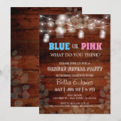 Invitation Un sexe rustique bleu ou rose révèle l'invitation  (Devant / Derrière)