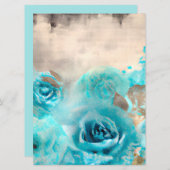 Invitation Un Shabby Bleu Chic Ephemera Design Series 7 (Devant / Derrière)