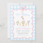 Invitation Un Silly Goose Blue En vichy 1er anniversaire (Devant)