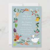 Invitation Un Silly Goose Farmer Jardin Thème Anniversaire (Devant)