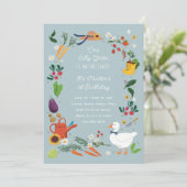 Invitation Un Silly Goose Farmer Jardin Thème Anniversaire (Debout devant)