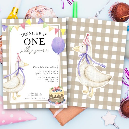 Invitation Un Silly Goose Genre Neutre Premier Anniversaire