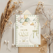Invitation Un Silly Goose Green En vichy 1er anniversaire