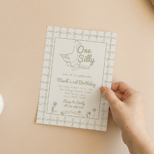 Invitation Un Silly Goose Green tiré 1er premier anniversaire