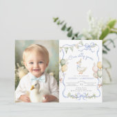 Invitation Un Silly Goose Pastel Photo Boy 1er Anniversaire (Debout devant)