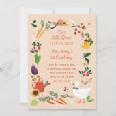 Invitation Un Silly Goose Peach Farmer Jardin Thème Anniversa (Devant)