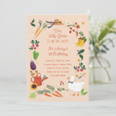 Invitation Un Silly Goose Peach Farmer Jardin Thème Anniversa (Debout devant)