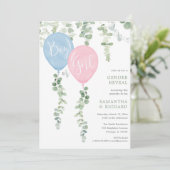 Invitation Un simple ballon d'eucalyptus moderne révèle le ge (Debout devant)