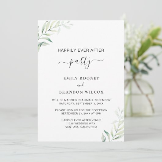 Invitation Un Simple Sage Greenery Une Réception De Mariage É (Debout devant)