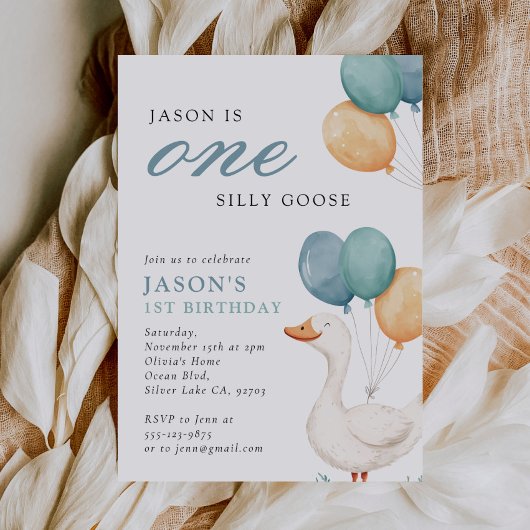 Invitation Un sot Goose Boy 1er anniversaire