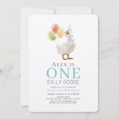 Invitation Un sot goose Boy Blue En vichy 1er anniversaire (Devant)