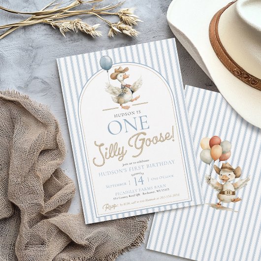 Invitation Un sot Goose Cowboy Western mignon 1er anniversair