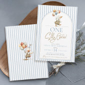 Invitation Un sot Goose mignon Pinstripe Boy 1er anniversaire