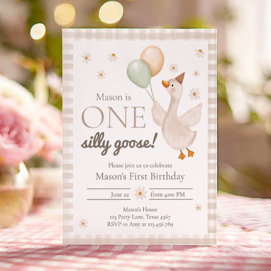 Invitation Un sot Goose Spring Party Ferme premier anniversai