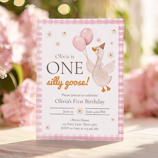 Invitation Un sot Goose Spring Party Ferme premier anniversai