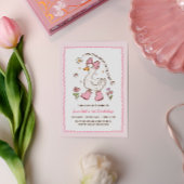 Invitation Un sot oie rose Bow Floral 1er anniversaire