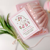 Invitation Un sot oie rose Bow Floral 1er anniversaire