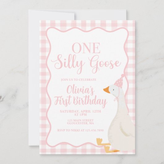 Invitation Un sot rose oie (Devant)