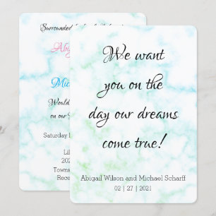 Invitation Un soupçon moderne de mariage en marbre vert Invit