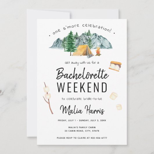 Invitation Un S'Plus Célébration Camping Bachelorette (Devant)