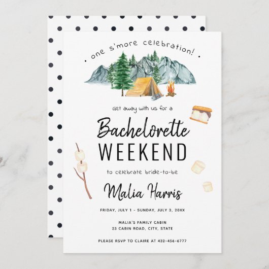Invitation Un S'Plus Célébration Camping Bachelorette (Devant / Derrière)
