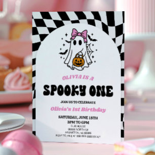 Invitation Un Spooky One Halloween Bow Ghost 1er Anniversaire