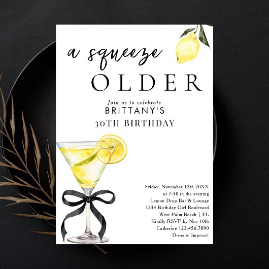 Invitation Un Squeeze Older Lemon Drop Martini 30e Anniversai
