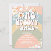 Invitation UN Super Babe Daisy Hippie 1er anniversaire (Devant)