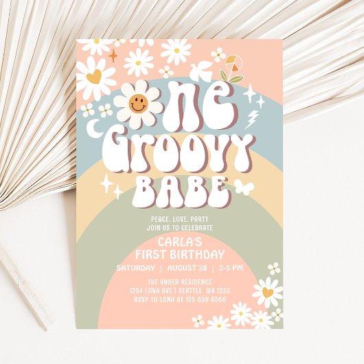 Invitation UN Super Babe Daisy Hippie 1er anniversaire