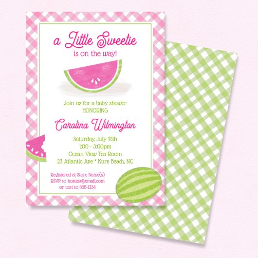 Invitation Un Sweetie sur le chemin Baby shower de pastèque