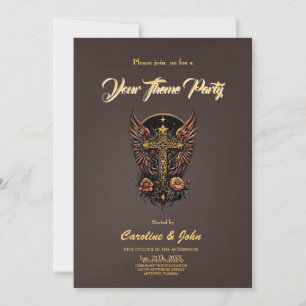 Invitation Un symbole de force : La croix ornée avec des aile