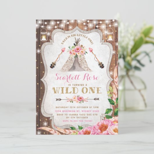 Invitation Un Teepee floral sauvage de Boho d'invitation (Debout devant)