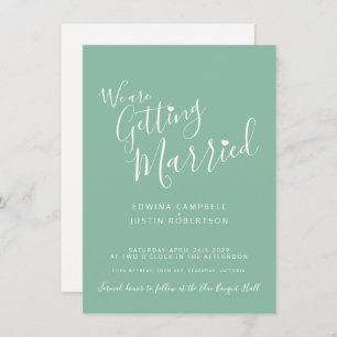 Invitation Un texte simple et un mariage blanc vert coeur inv