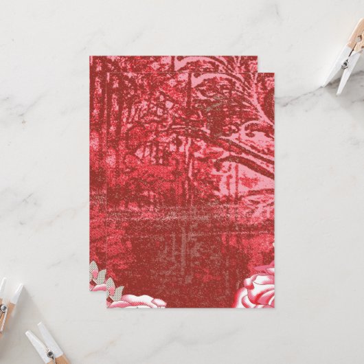 Invitation Un textile richement modelé avec un h rouge vif (Devant/Arrière en situation)