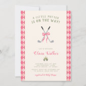 Invitation Un thème de golf Little Putter pré-ado rose argyle (Devant)