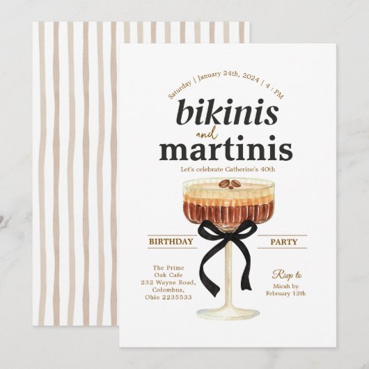 Invitation Un thème de martini espresso pour une fête un peu (Devant / Derrière)