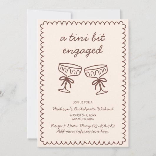 Invitation Un Tini Bit Engagé Espresso Martini Bachelorette (Devant)