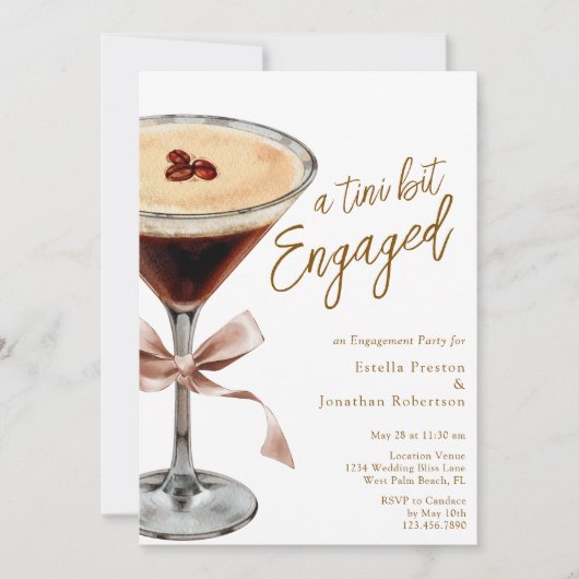 Invitation Un Tini Bit Engagé Mocha Martini Partie d'engageme (Devant)