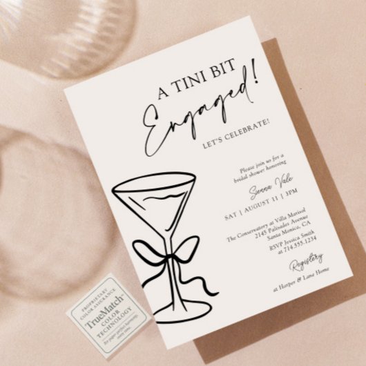 Invitation Un Tini Bit Engagé Noir Bow Martini Fête des marié