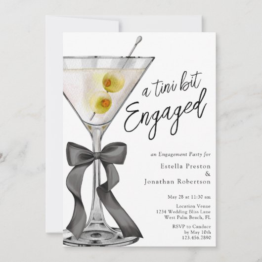 Invitation Un Tini Bit Engagea Dirty Martini Engagement Party (Devant)