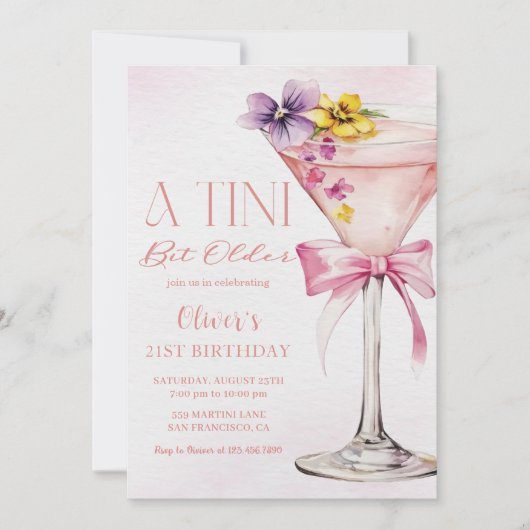 Invitation Un Tini Bit Martini plus âgé 21ème anniversaire (Devant)