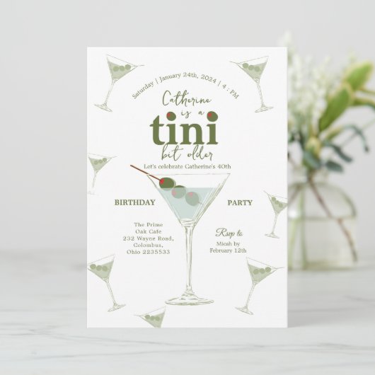Invitation Un Tini Bit Martini plus âgé 40e anniversaire (Debout devant)