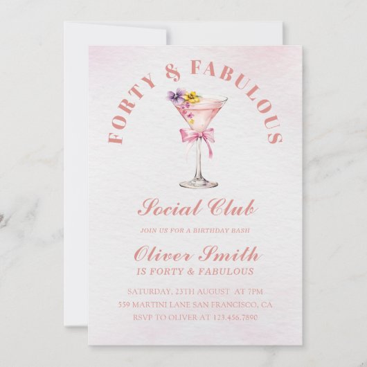 Invitation Un Tini Bit Martini plus âgé Quarante et fabuleux  (Devant)