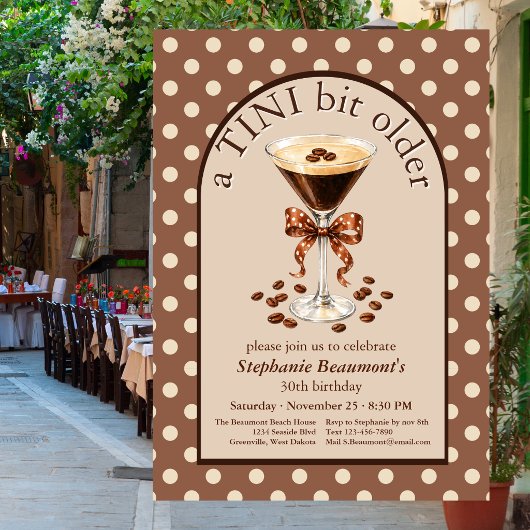 Invitation Un Tini Bit Older Martini Espresso Brun Arche 30èm